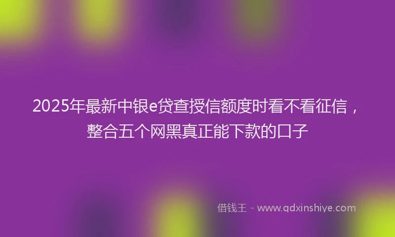 2025年最新中银e贷查授信额度时看不看征信，整合五个网黑真正能下款的口子
