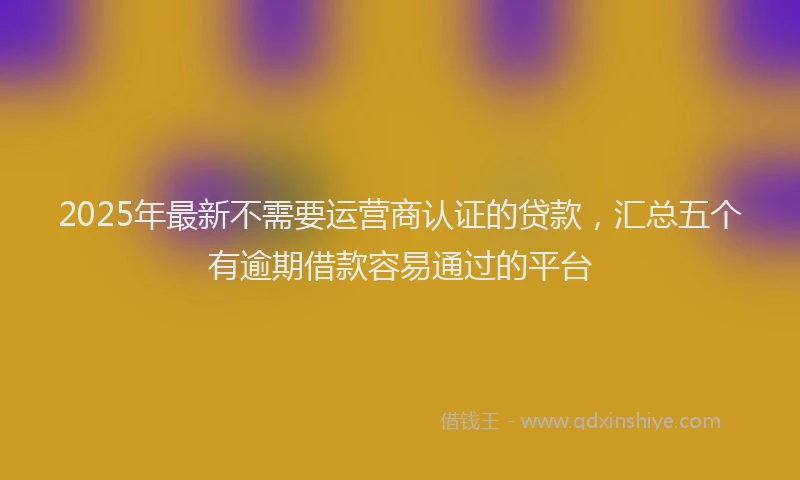 2025年最新不需要运营商认证的贷款，汇总五个有逾期借款容易通过的平台