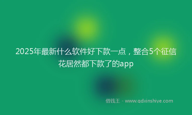 2025年最新什么软件好下款一点，整合5个征信花居然都下款了的app