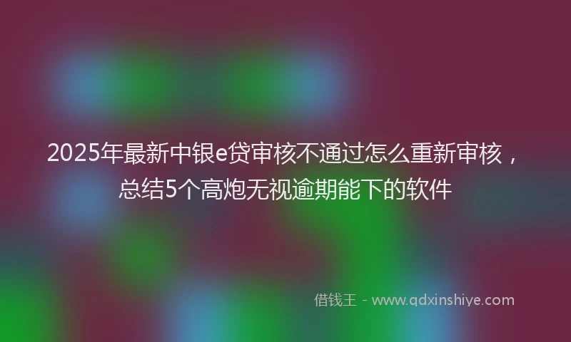 2025年最新中银e贷审核不通过怎么重新审核，总结5个高炮无视逾期能下的软件