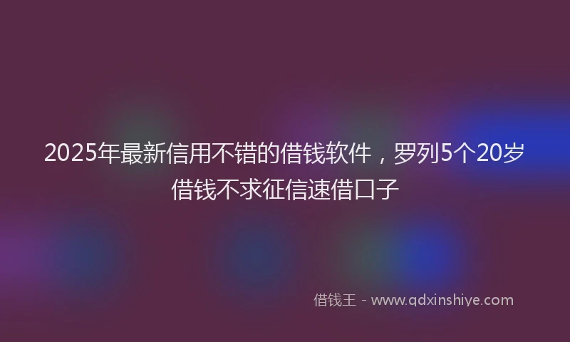 2025年最新信用不错的借钱软件，罗列5个20岁借钱不求征信速借口子
