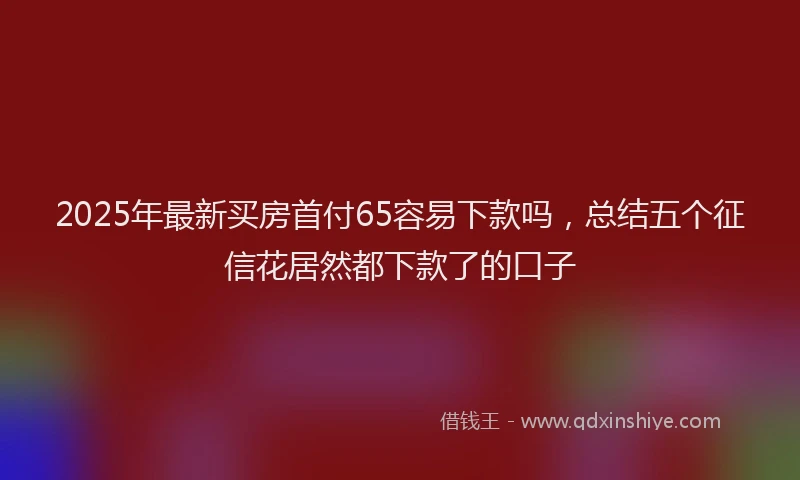 2025年最新买房首付65容易下款吗，总结五个征信花居然都下款了的口子