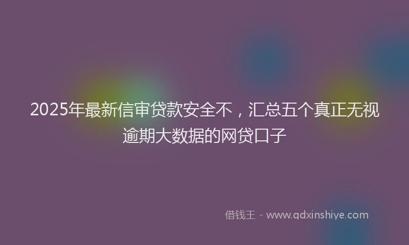 2025年最新信审贷款安全不，汇总五个真正无视逾期大数据的网贷口子