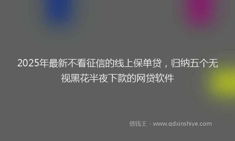 2025年最新不看征信的线上保单贷，归纳五个无视黑花半夜下款的网贷软件