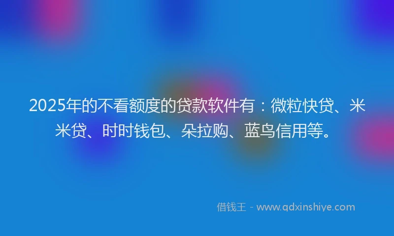 2025年的不看额度的贷款软件有：微粒快贷、米米贷、时时钱包、朵拉购、蓝鸟信用等。