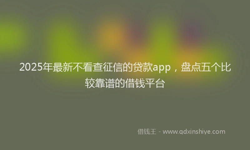 2025年最新不看查征信的贷款app，盘点五个比较靠谱的借钱平台