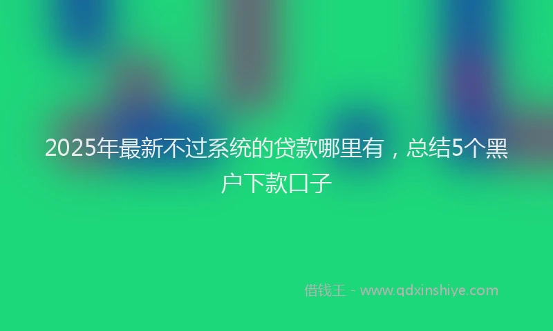 2025年最新不过系统的贷款哪里有，总结5个黑户下款口子