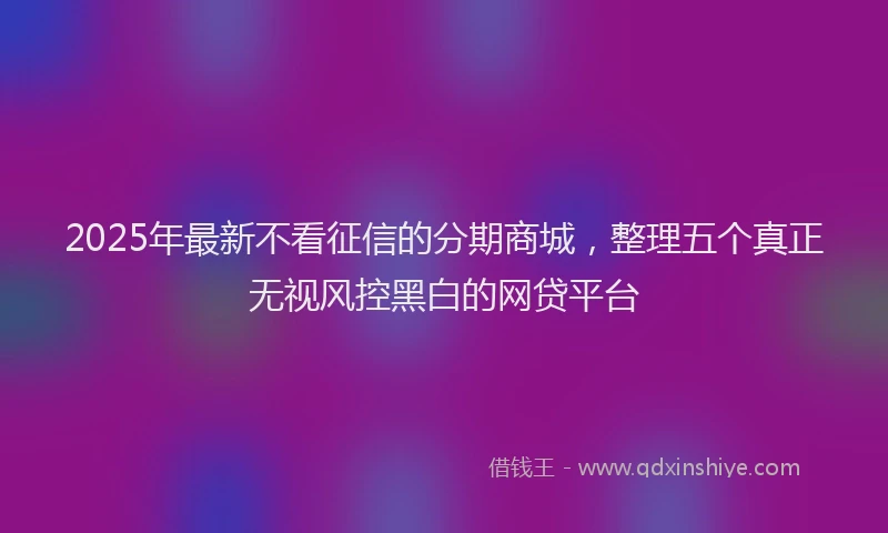 2025年最新不看征信的分期商城，整理五个真正无视风控黑白的网贷平台