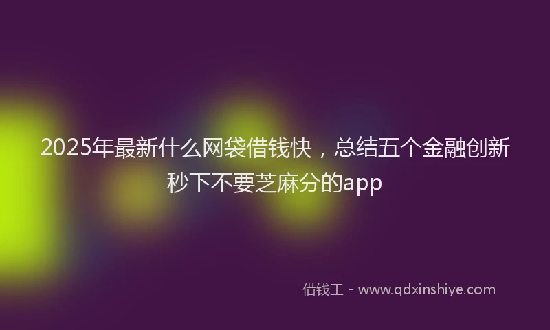 2025年最新什么网袋借钱快，总结五个金融创新秒下不要芝麻分的app