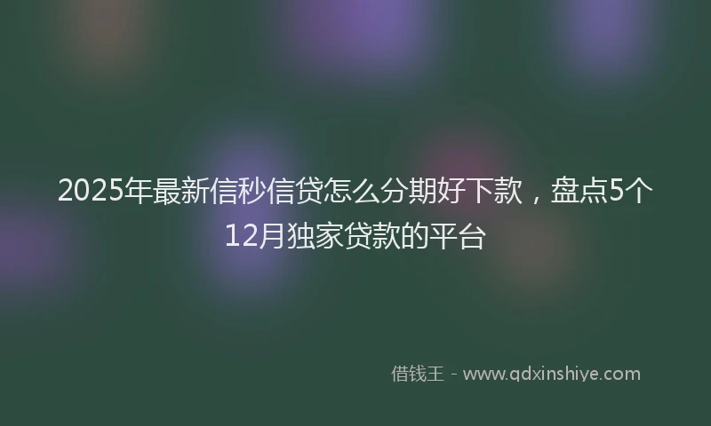 2025年最新信秒信贷怎么分期好下款，盘点5个12月独家贷款的平台
