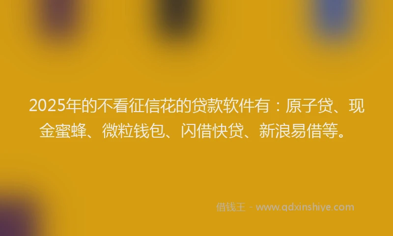 2025年的不看征信花的贷款软件有：原子贷、现金蜜蜂、微粒钱包、闪借快贷、新浪易借等。