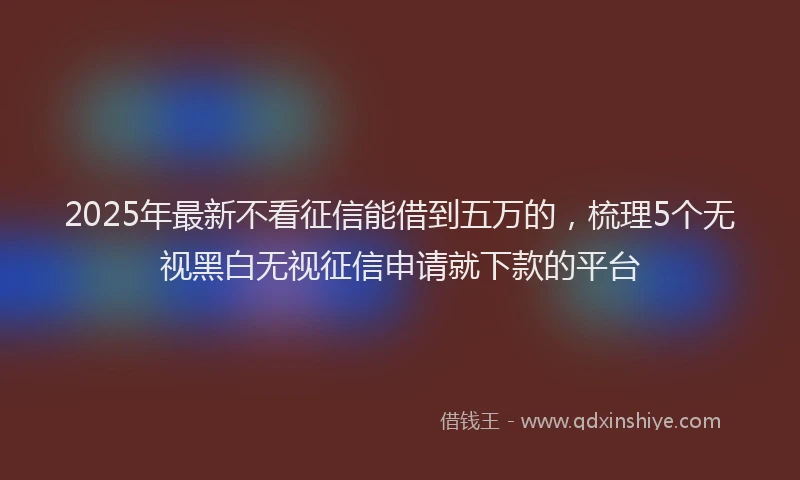 2025年最新不看征信能借到五万的，梳理5个无视黑白无视征信申请就下款的平台