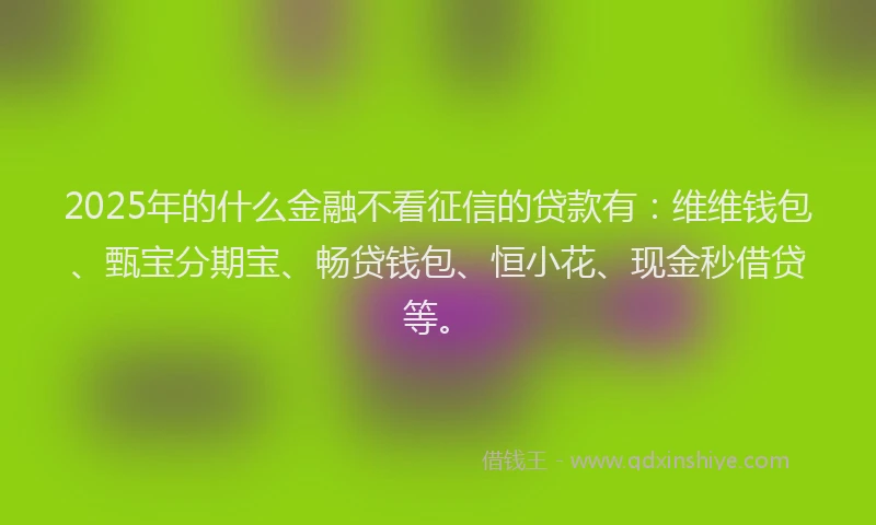 2025年的什么金融不看征信的贷款有：维维钱包、甄宝分期宝、畅贷钱包、恒小花、现金秒借贷等。