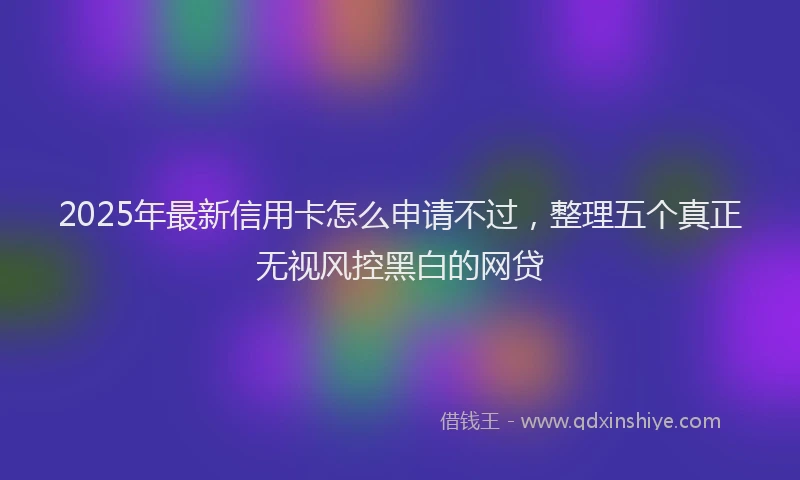 2025年最新信用卡怎么申请不过，整理五个真正无视风控黑白的网贷