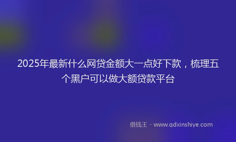 2025年最新什么网贷金额大一点好下款，梳理五个黑户可以做大额贷款平台