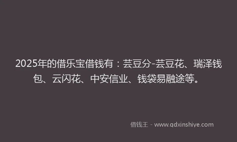 2025年的借乐宝借钱有：芸豆分-芸豆花、瑞泽钱包、云闪花、中安信业、钱袋易融途等。