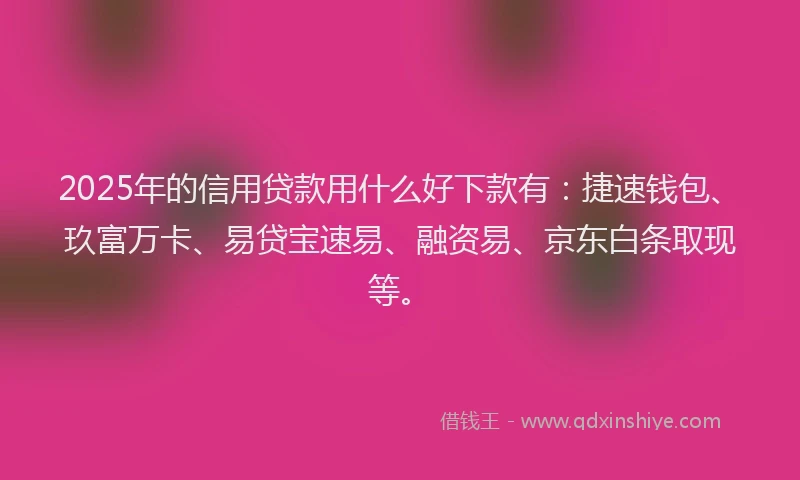 2025年的信用贷款用什么好下款有：捷速钱包、玖富万卡、易贷宝速易、融资易、京东白条取现等。