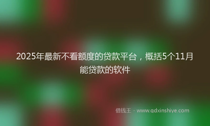 2025年最新不看额度的贷款平台，概括5个11月能贷款的软件