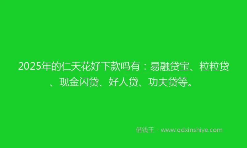 2025年的仁天花好下款吗有：易融贷宝、粒粒贷、现金闪贷、好人贷、功夫贷等。