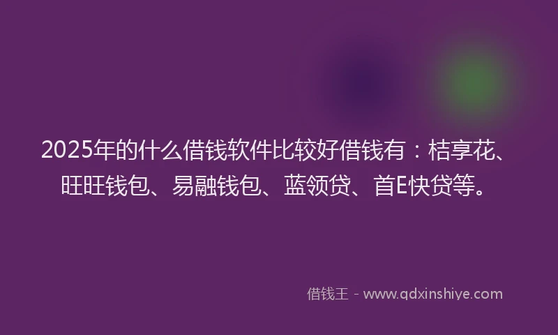 2025年的什么借钱软件比较好借钱有：桔享花、旺旺钱包、易融钱包、蓝领贷、首E快贷等。