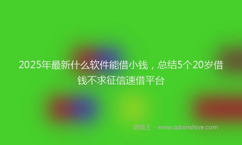 2025年最新什么软件能借小钱，总结5个20岁借钱不求征信速借平台