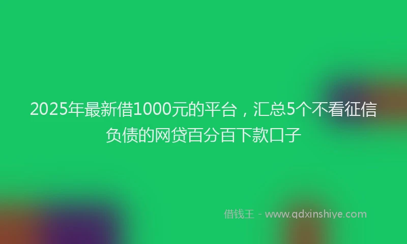 2025年最新借1000元的平台，汇总5个不看征信负债的网贷百分百下款口子