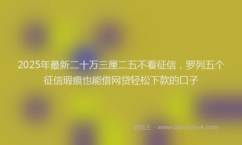 2025年最新二十万三厘二五不看征信，罗列五个征信瑕疵也能借网贷轻松下款的口子