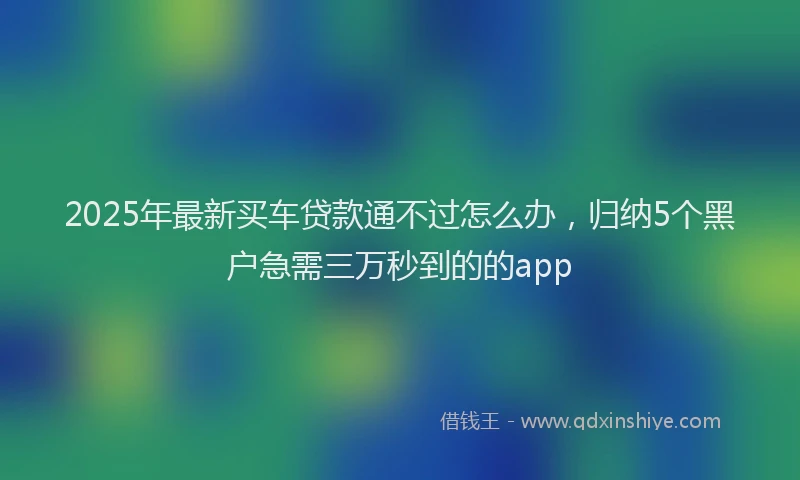 2025年最新买车贷款通不过怎么办，归纳5个黑户急需三万秒到的的app