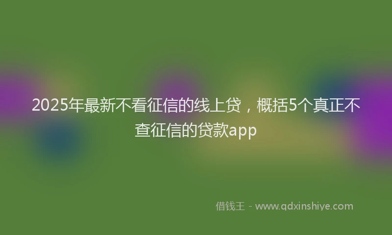 2025年最新不看征信的线上贷，概括5个真正不查征信的贷款app