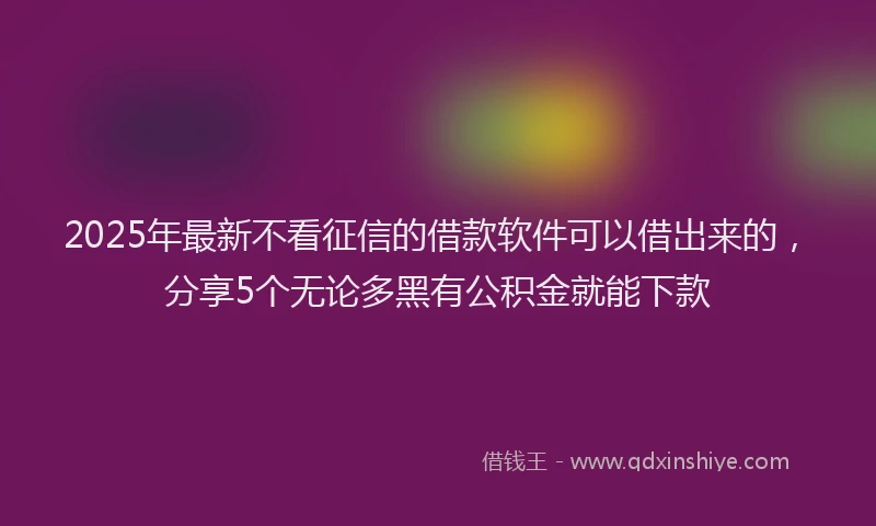 2025年最新不看征信的借款软件可以借出来的，分享5个无论多黑有公积金就能下款