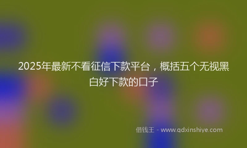 2025年最新不看征信下款平台，概括五个无视黑白好下款的口子