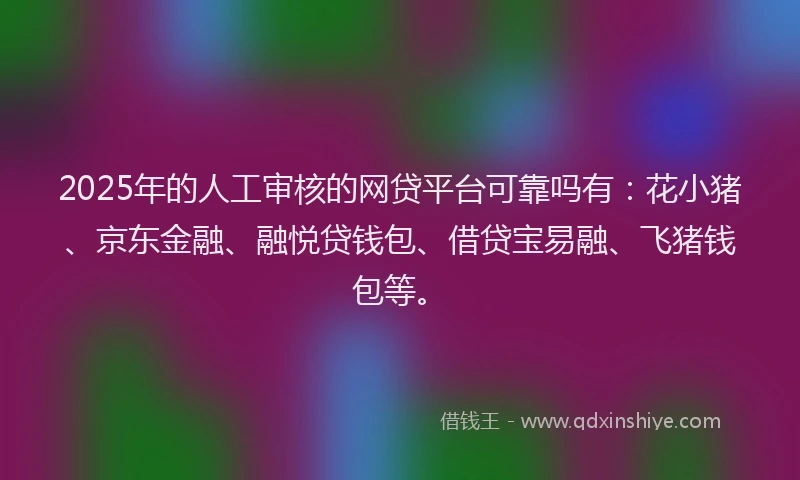 2025年的人工审核的网贷平台可靠吗有：花小猪、京东金融、融悦贷钱包、借贷宝易融、飞猪钱包等。