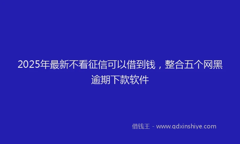 2025年最新不看征信可以借到钱，整合五个网黑逾期下款软件
