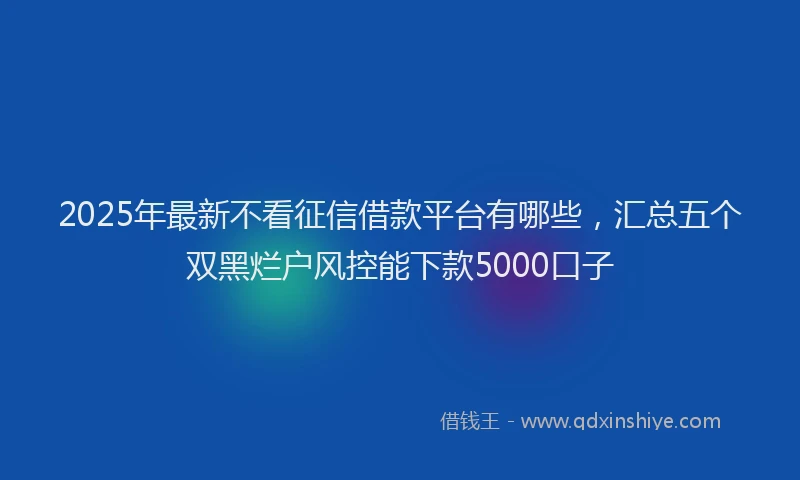 2025年最新不看征信借款平台有哪些，汇总五个双黑烂户风控能下款5000口子