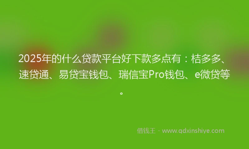2025年的什么贷款平台好下款多点有：桔多多、速贷通、易贷宝钱包、瑞信宝Pro钱包、e微贷等。