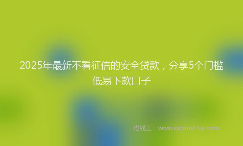 2025年最新不看征信的安全贷款，分享5个门槛低易下款口子