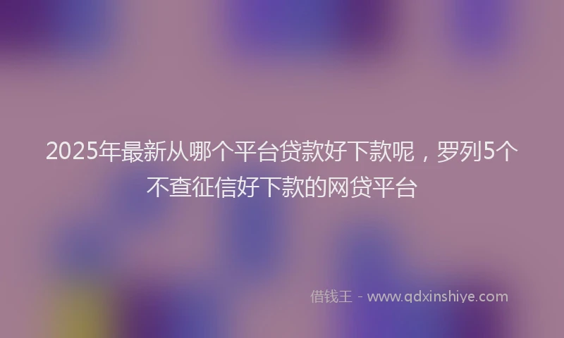 2025年最新从哪个平台贷款好下款呢，罗列5个不查征信好下款的网贷平台