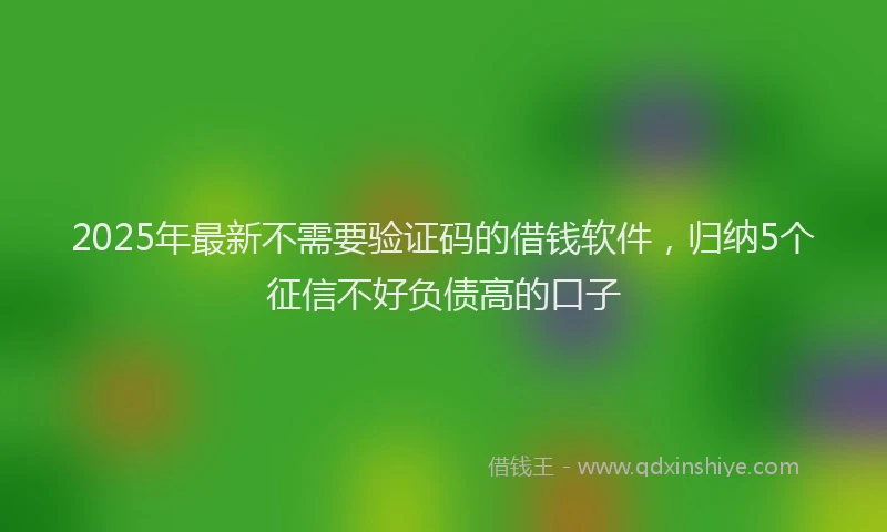2025年最新不需要验证码的借钱软件，归纳5个征信不好负债高的口子