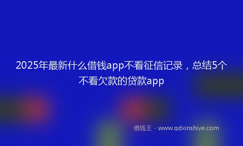 2025年最新什么借钱app不看征信记录，总结5个不看欠款的贷款app