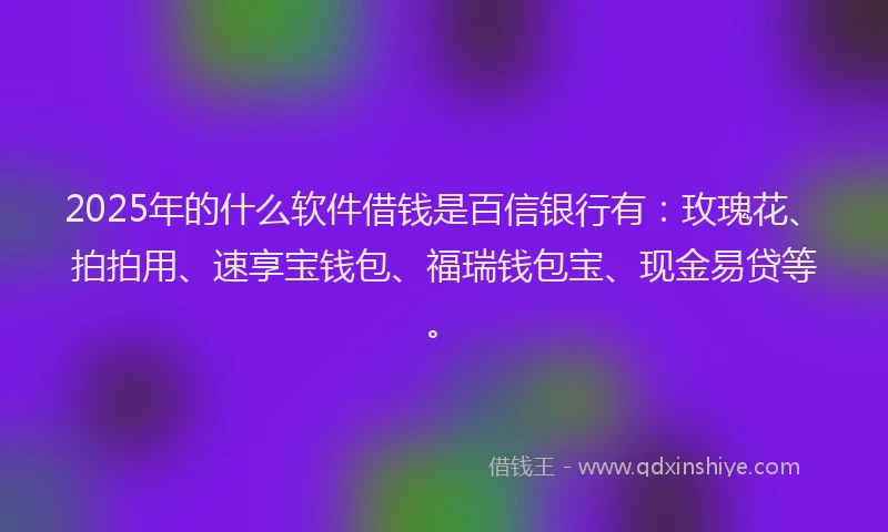 2025年的什么软件借钱是百信银行有：玫瑰花、拍拍用、速享宝钱包、福瑞钱包宝、现金易贷等。