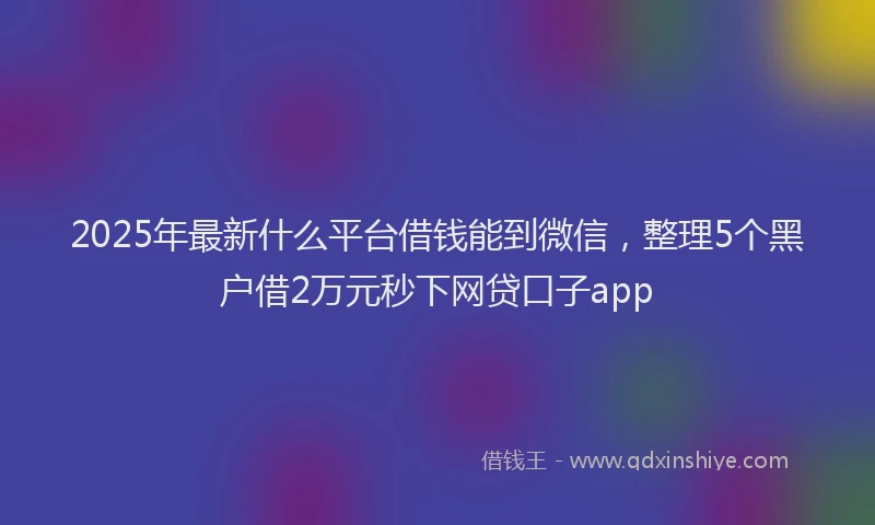2025年最新什么平台借钱能到微信，整理5个黑户借2万元秒下网贷口子app