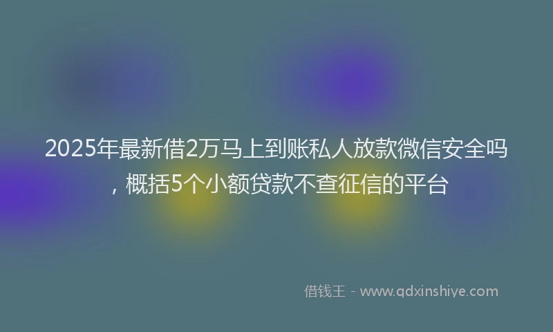 2025年最新借2万马上到账私人放款微信安全吗，概括5个小额贷款不查征信的平台