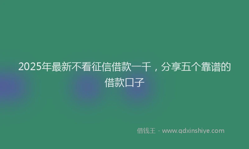 2025年最新不看征信借款一千，分享五个靠谱的借款口子