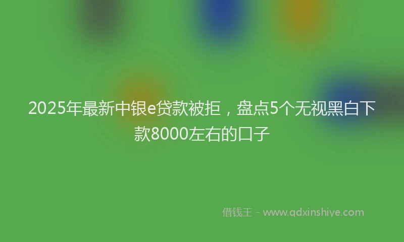 2025年最新中银e贷款被拒，盘点5个无视黑白下款8000左右的口子