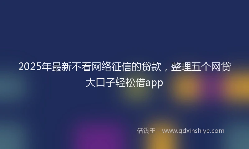 2025年最新不看网络征信的贷款，整理五个网贷大口子轻松借app