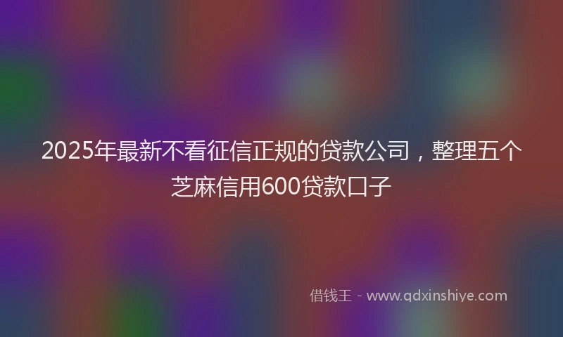 2025年最新不看征信正规的贷款公司，整理五个芝麻信用600贷款口子