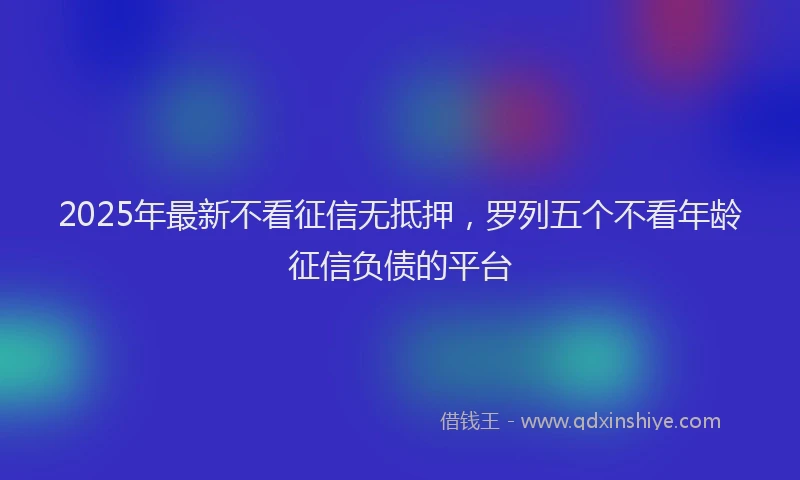 2025年最新不看征信无抵押，罗列五个不看年龄征信负债的平台