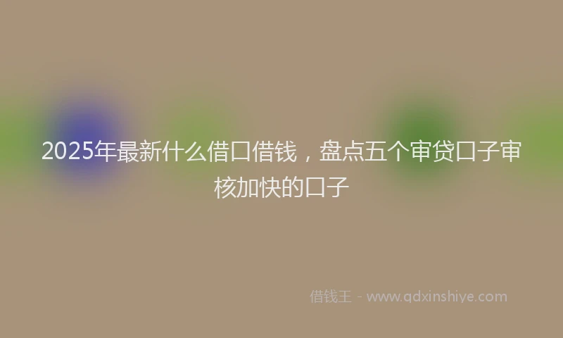 2025年最新什么借口借钱，盘点五个审贷口子审核加快的口子