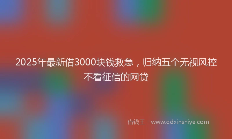 2025年最新借3000块钱救急，归纳五个无视风控不看征信的网贷