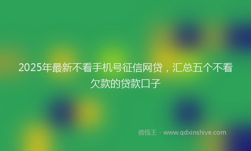 2025年最新不看手机号征信网贷，汇总五个不看欠款的贷款口子